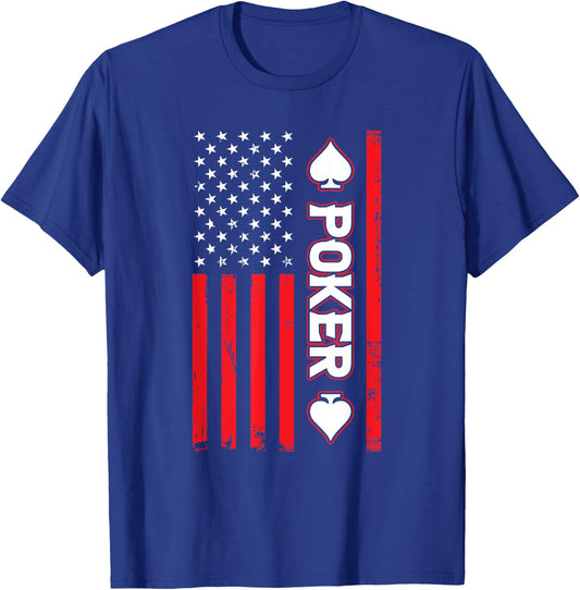 Funny Poker American Flag USA Casino Play Card Gambler Poker Men T-Shirt - T-Shirt | Royal