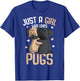 Just a Girl who loves Pugs Kids Girls Pug Lover T-Shirt - T-Shirt | Royal