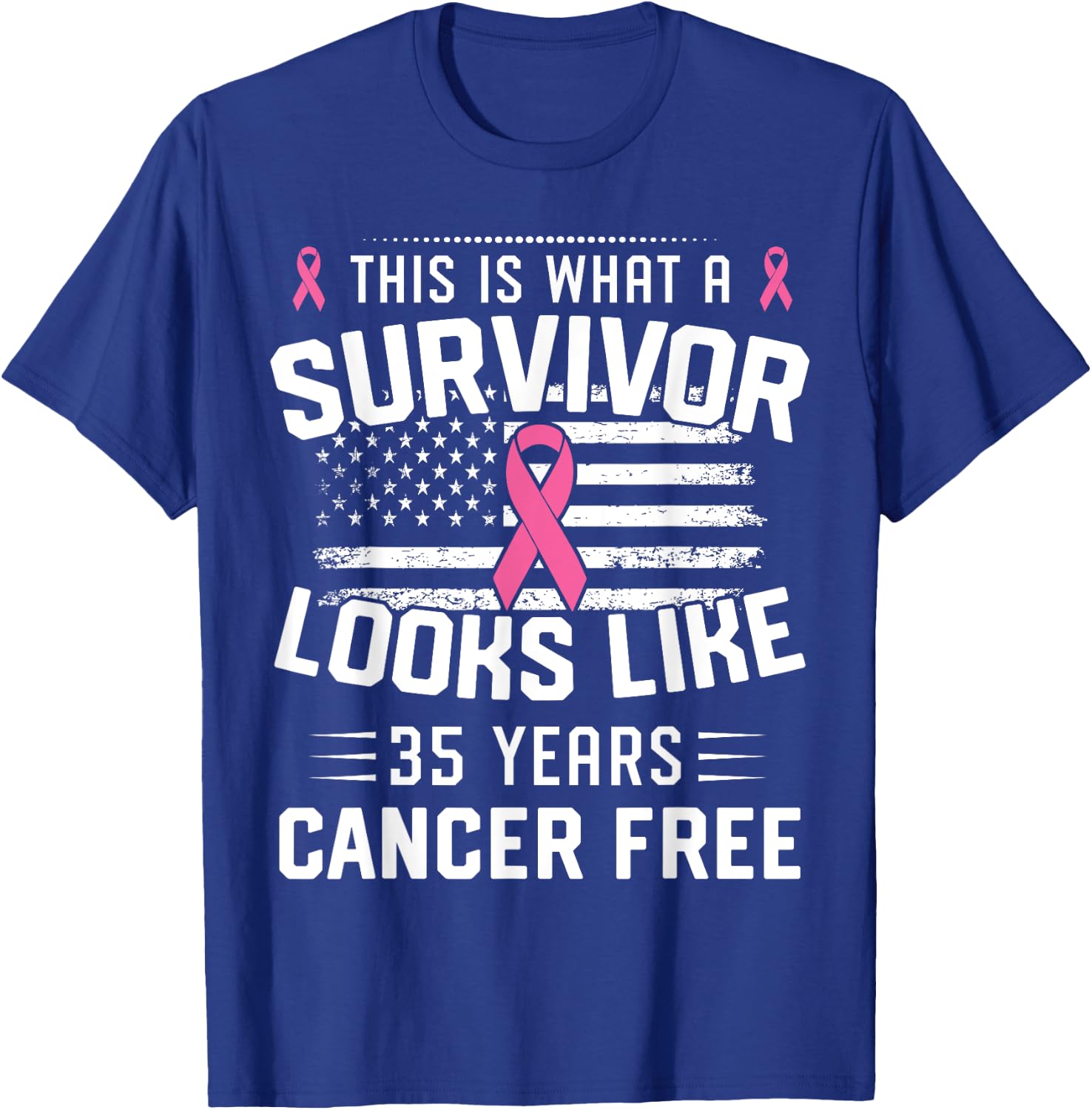 Breast Cancer 35 Years Survivor Of Being Breast Cancer Free T-Shirt - T-Shirt | Royal