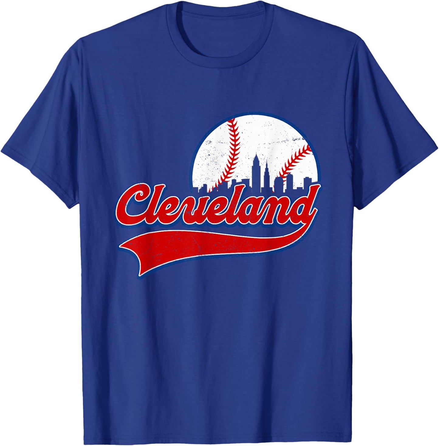 Vintage Cleveland City Downtown Skylines Baseball Fans Lover T-Shirt - T-Shirt | Royal