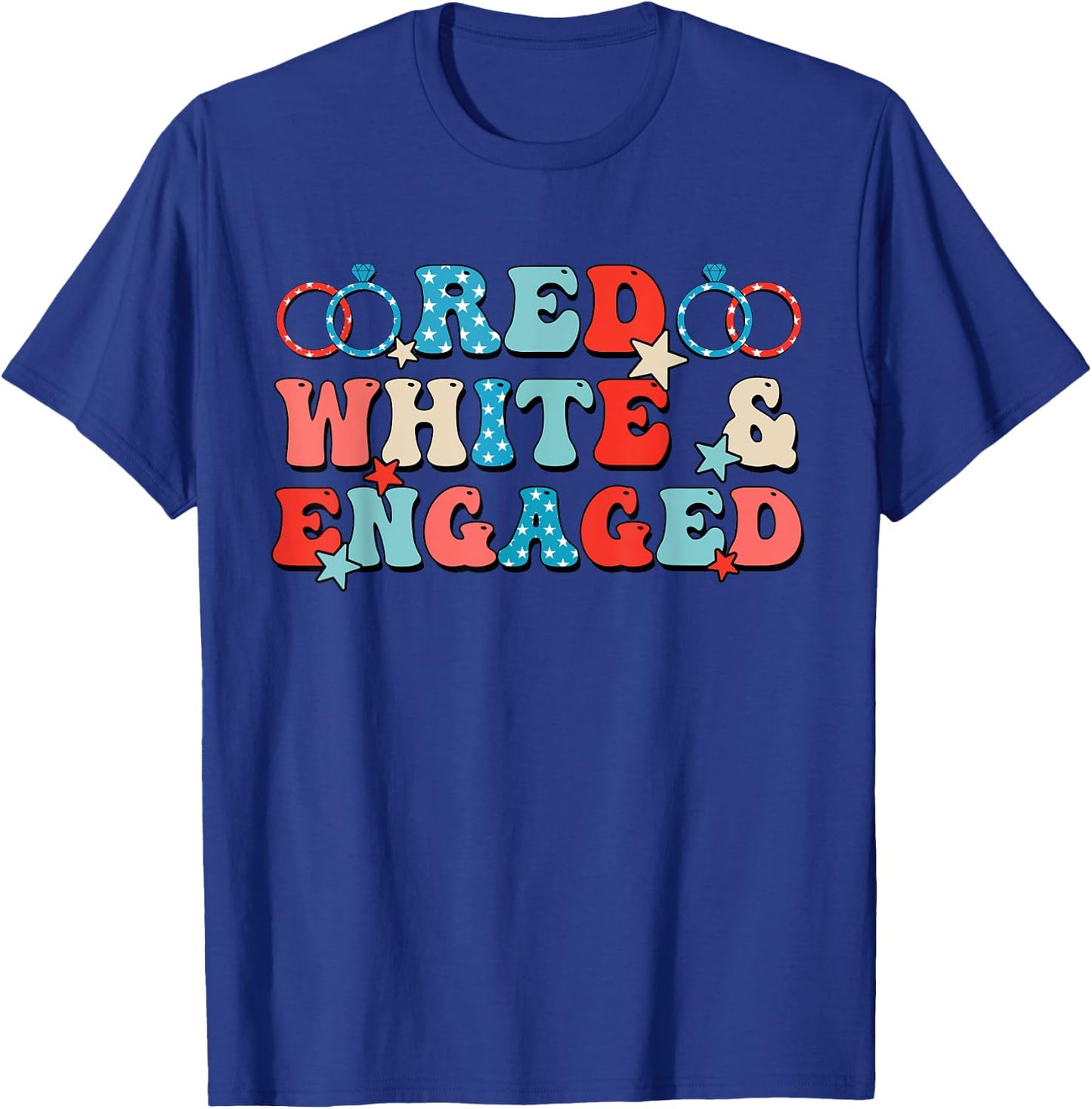 Red White And Engaged Men Women 4th Of July Usa Flag T-Shirt - T-Shirt | Royal