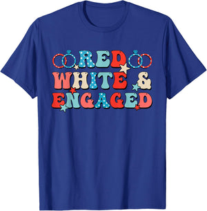Red White And Engaged Men Women 4th Of July Usa Flag T-Shirt - T-Shirt | Royal