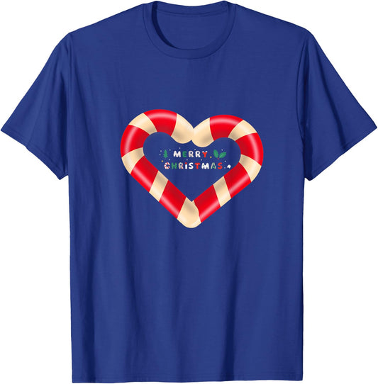 Merry Christmas Candy Cane hearts T-Shirt - T-Shirt | Royal