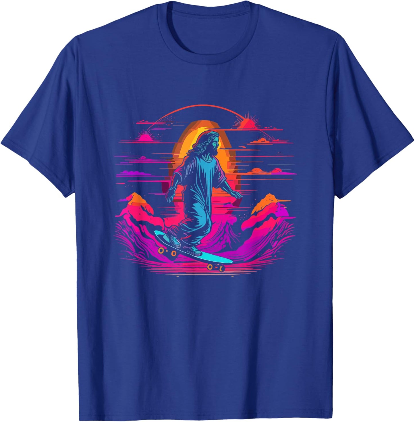 Jesus Christ Skateboarding - Retro Christian Skateboard T-Shirt - T-Shirt | Royal