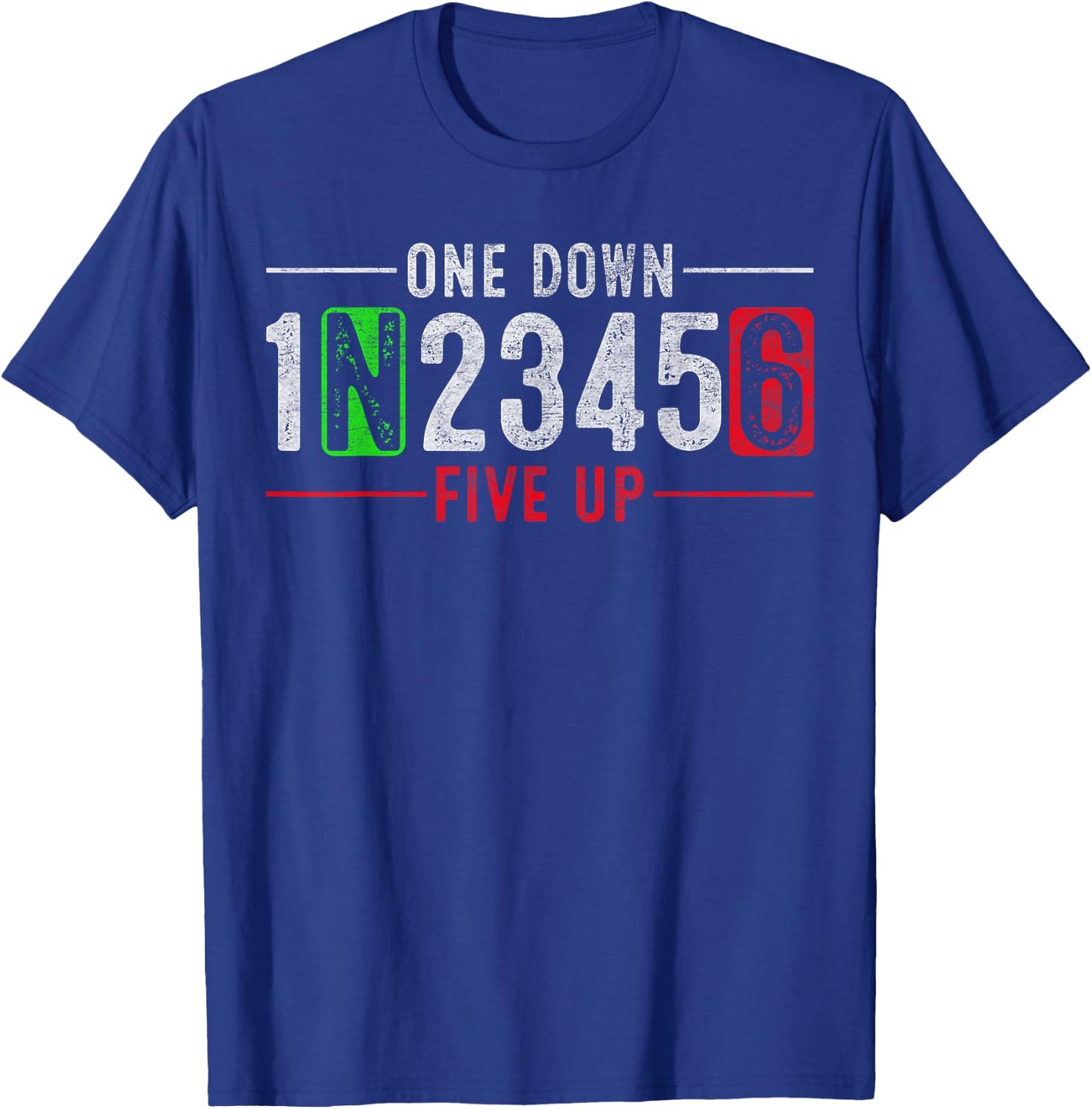 Biker Gear One Down Five Up 1N23456 Motorcycle Gear T-Shirt - T-Shirt | Royal