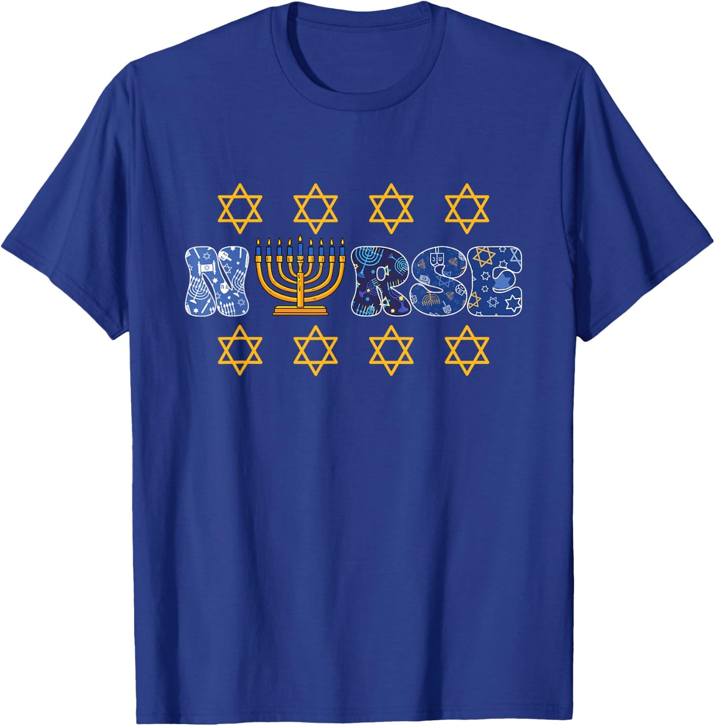 Hanukkah Nurse Chanukah Scrub Top Jewish RN ER ICU Women Men T-Shirt - T-Shirt | Royal
