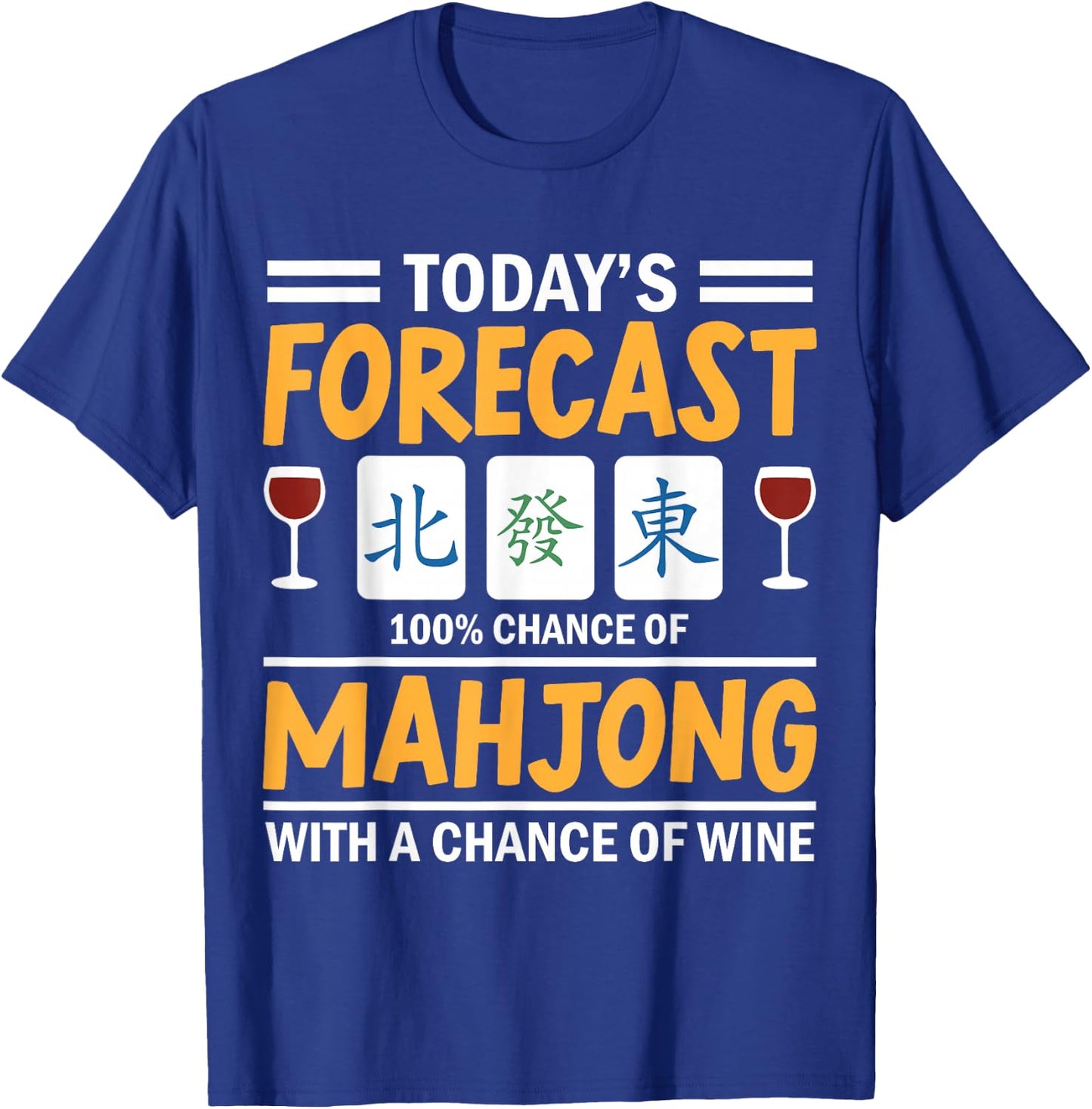 Mahjong Girl Funny Mahjong and wine T-Shirt - T-Shirt | Royal