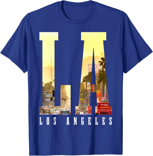Los Angeles LA Skyline Vintage California LA T-Shirt - T-Shirt | Royal