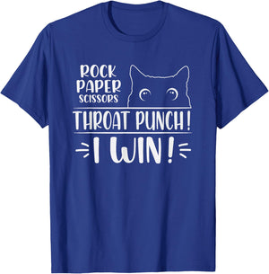 Rock paper scissors Throat Punch Cat Lover cat mom cat dad T-Shirt - T-Shirt | Royal
