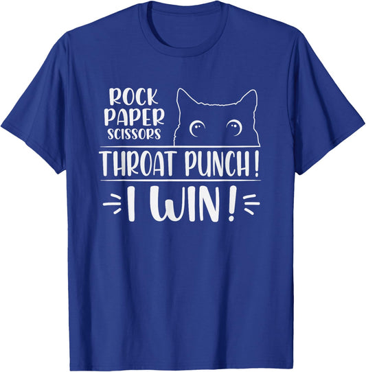 Rock paper scissors Throat Punch Cat Lover cat mom cat dad T-Shirt - T-Shirt | Royal