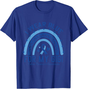 Rainbow I Wear Blue For My Gigi Colon Cancer Awareness T-Shirt - T-Shirt | Royal