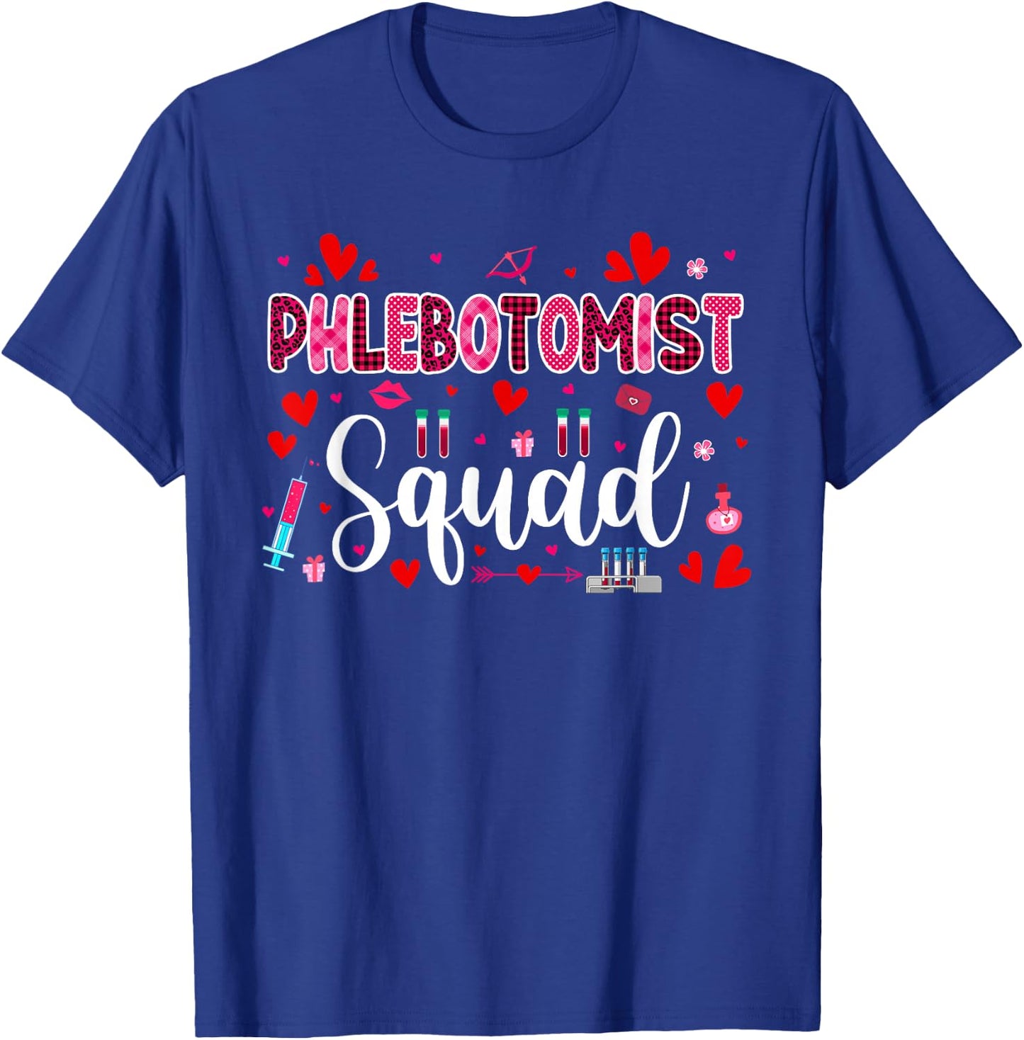 Phlebotomist Squad Cute Tools Hearts Costume Valentine's Day T-Shirt - T-Shirt | Royal