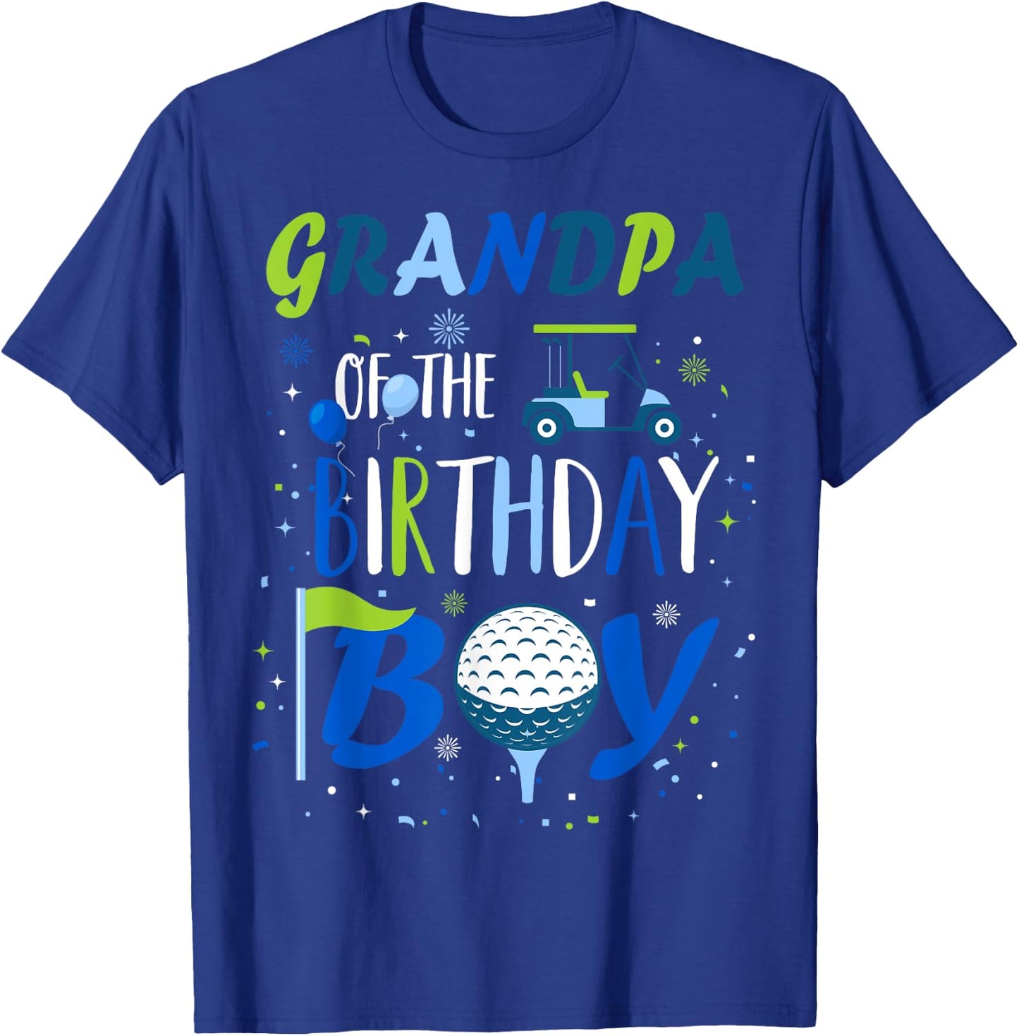 Grandpa of The Birthday Boy Hole in One Golf Sport Matching T-Shirt - T-Shirt | Royal