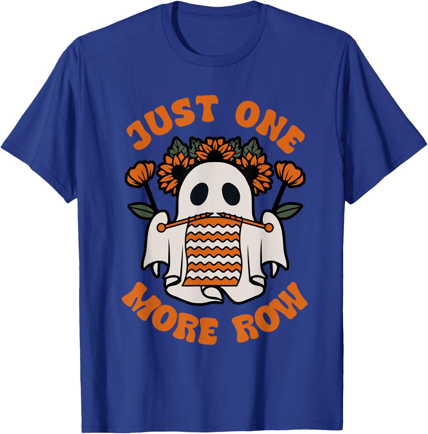 Funny Just One More Row Crochet Boo Halloween Apparel T-Shirt - T-Shirt | Royal