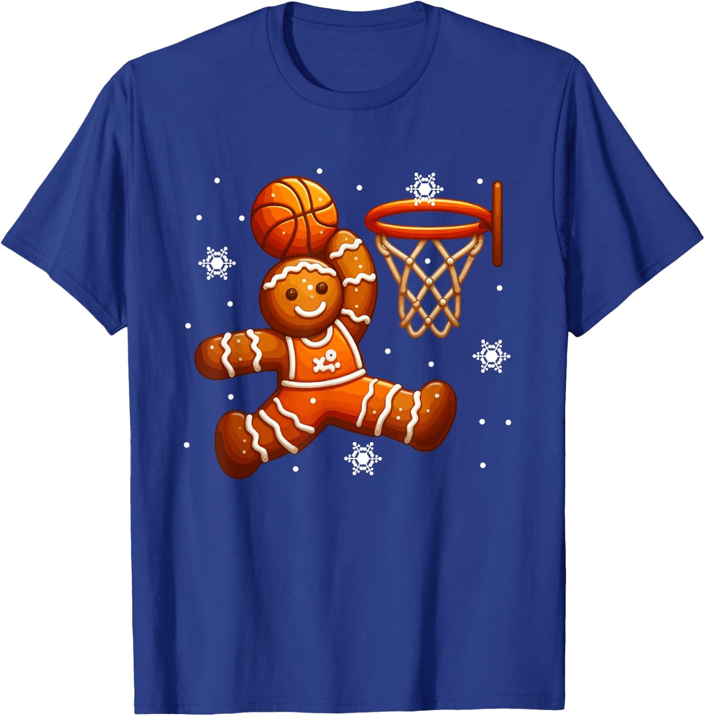Gingerbread Playing Basketball Christmas Cookie Player Team T-Shirt - T-Shirt | Royal