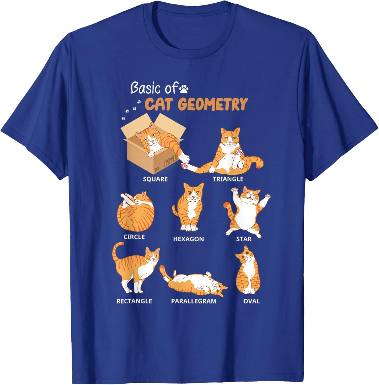 Basic Cat Geometry Cute Cat Lover Math School Women Kids T-Shirt - T-Shirt | Royal