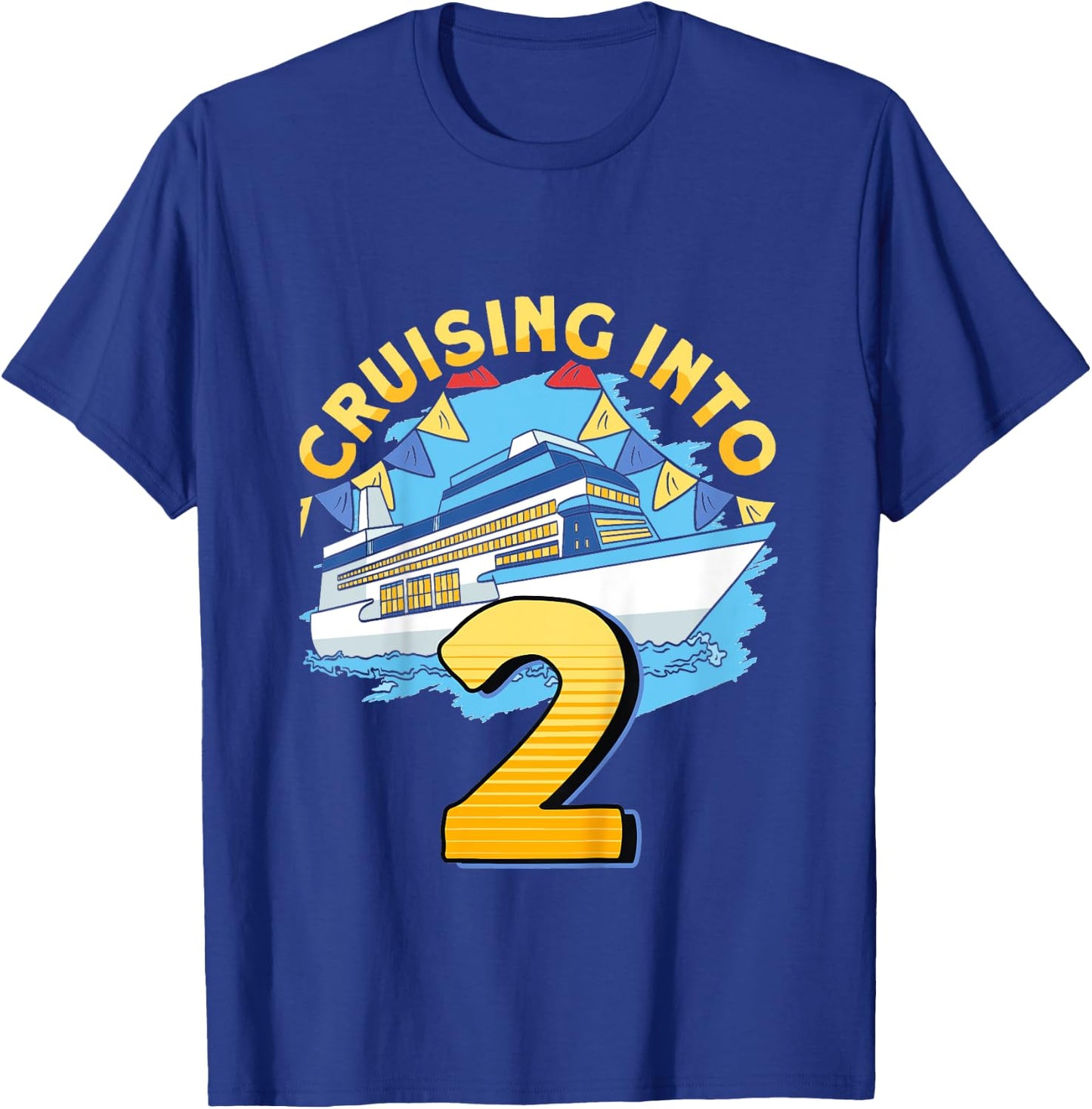 Kids Cruising Boat Cruising Into 2 Birthday Cruise T-Shirt - T-Shirt | Royal