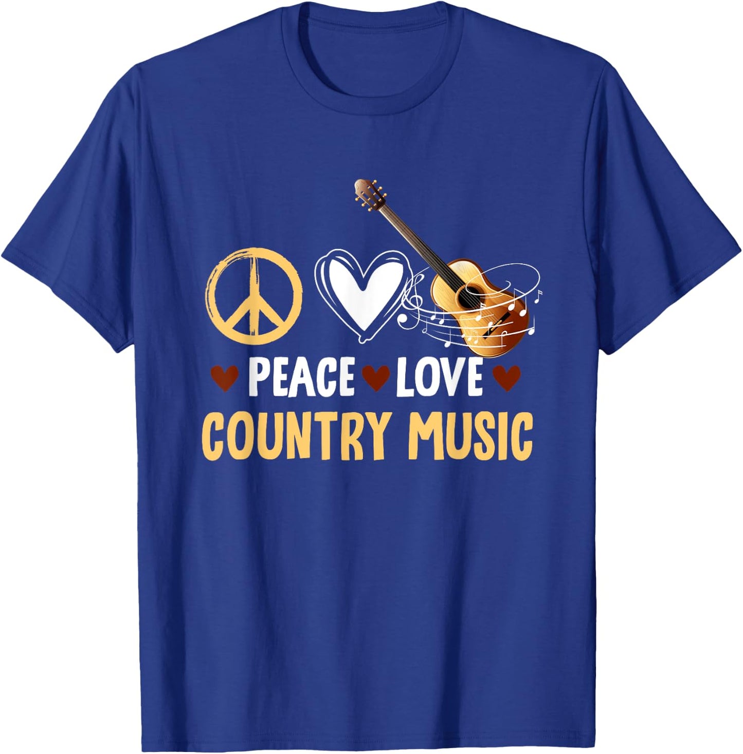 Funny Vintage Western Women Peace Love Country Music T-Shirt - T-Shirt | Royal