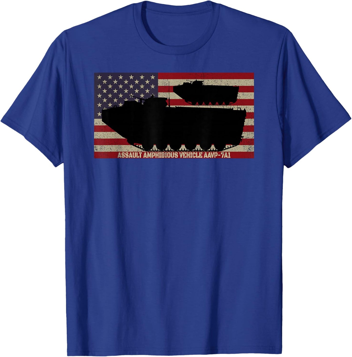 Assault Amphibious Vehicle AAVP-7A1 American Flag Women Men T-Shirt - T-Shirt | Royal