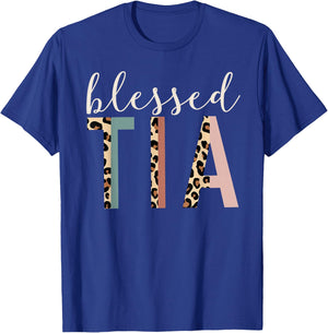 Blessed Tia Aunt Cute Leopard Print T-Shirt - T-Shirt | Royal