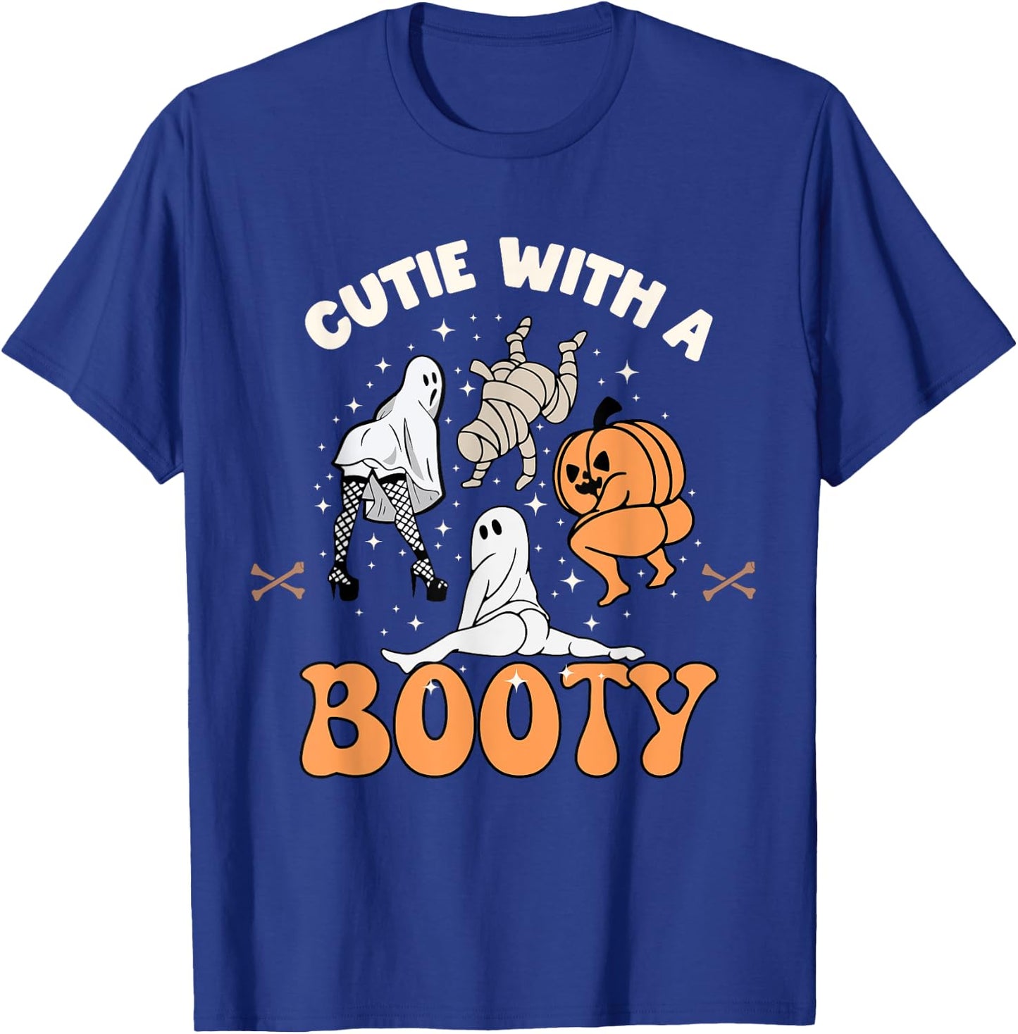 Cutie With A Booty Halloween Joke Twerking Ghost Splits Heel T-Shirt - T-Shirt | Royal