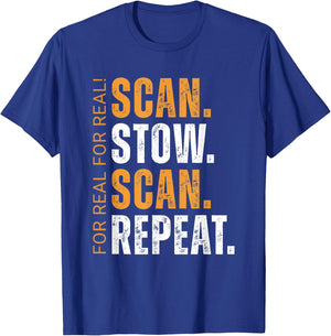Scan Stow Scan Repeat Funny Warehouse Worker T-Shirt - T-Shirt | Royal