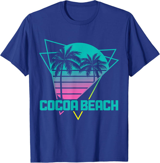 Cocoa Beach Florida Retro Vintage Surf 80s Souvenir Surfer T-Shirt - T-Shirt | Royal