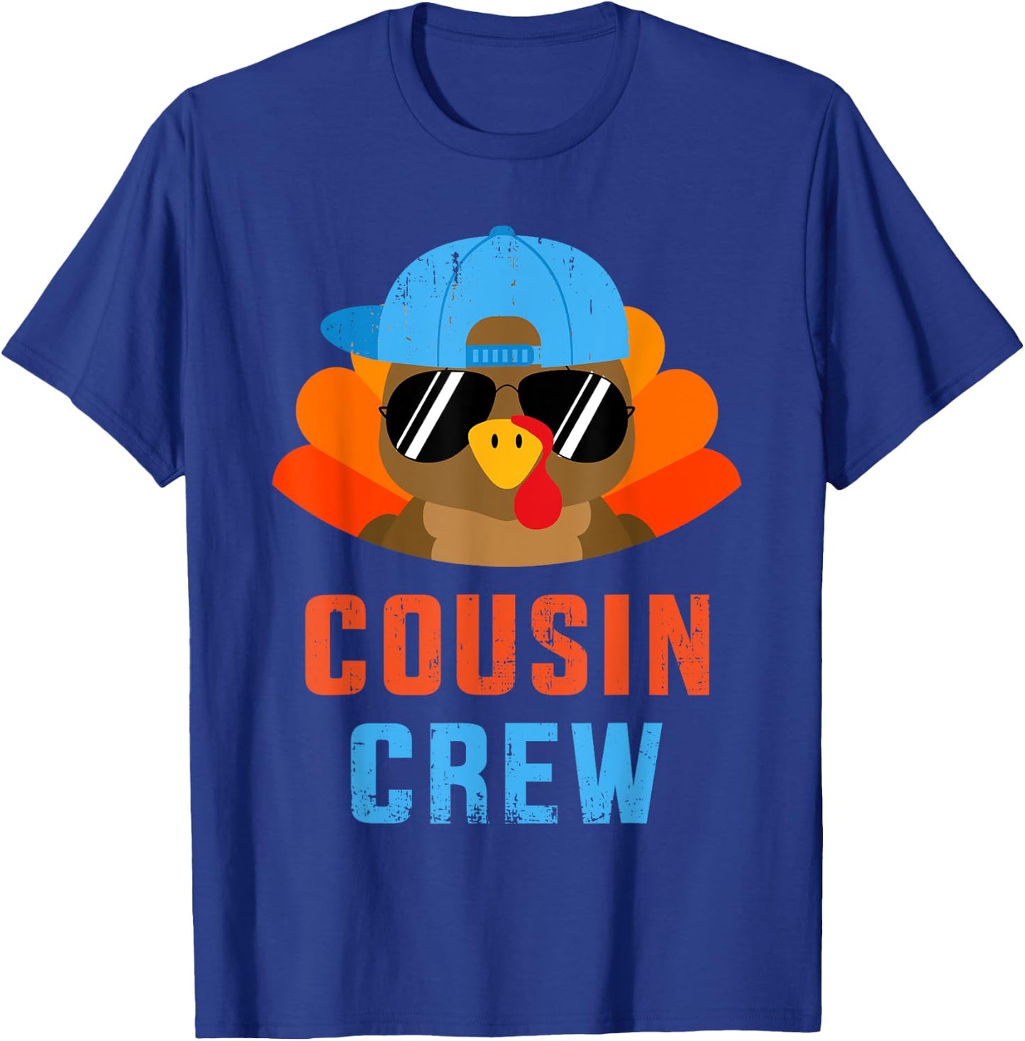 Thanksgiving Cousin Crew with Cool Turkey for Family Holiday T-Shirt - T-Shirt | Royal