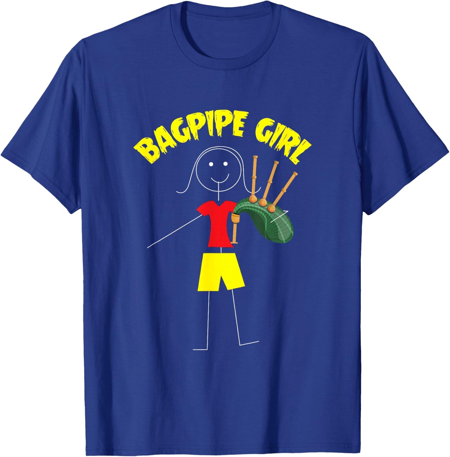 Bagpipe Girl, Bagpipe Players And Lovers Outfit Bagpipe T-Shirt - T-Shirt | Royal