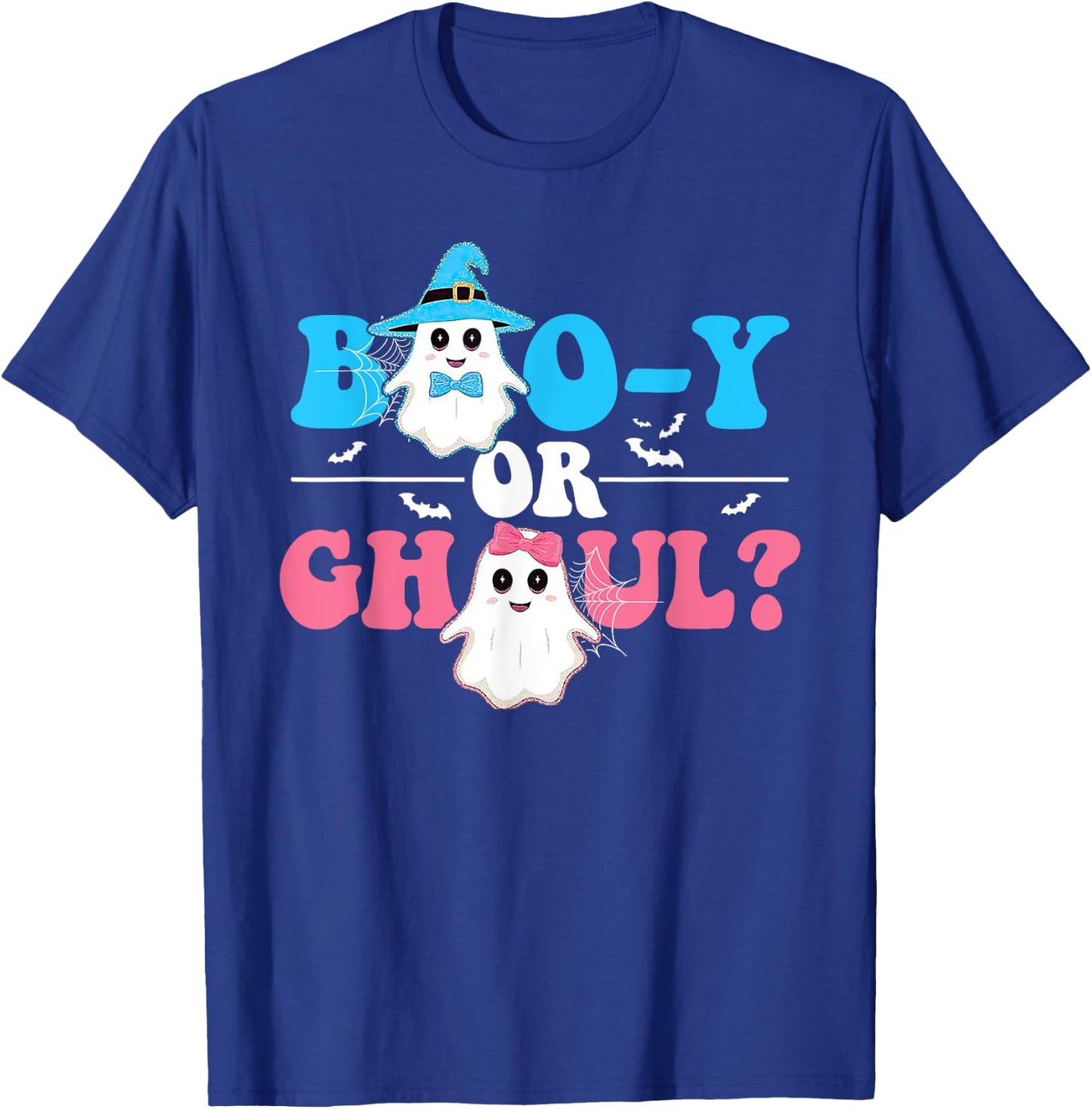 Boo-y or Ghoul Gender Reveal Cute Groovy Boy Girl Ghosts T-Shirt - T-Shirt | Royal