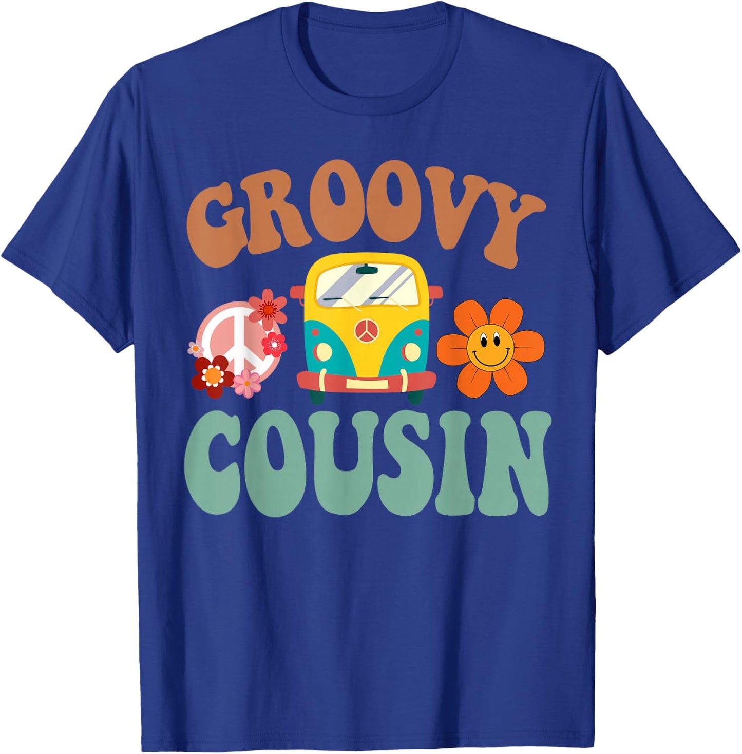 Retro Groovy Cousin Matching Family 1st Birthday Party T-Shirt - T-Shirt | Royal