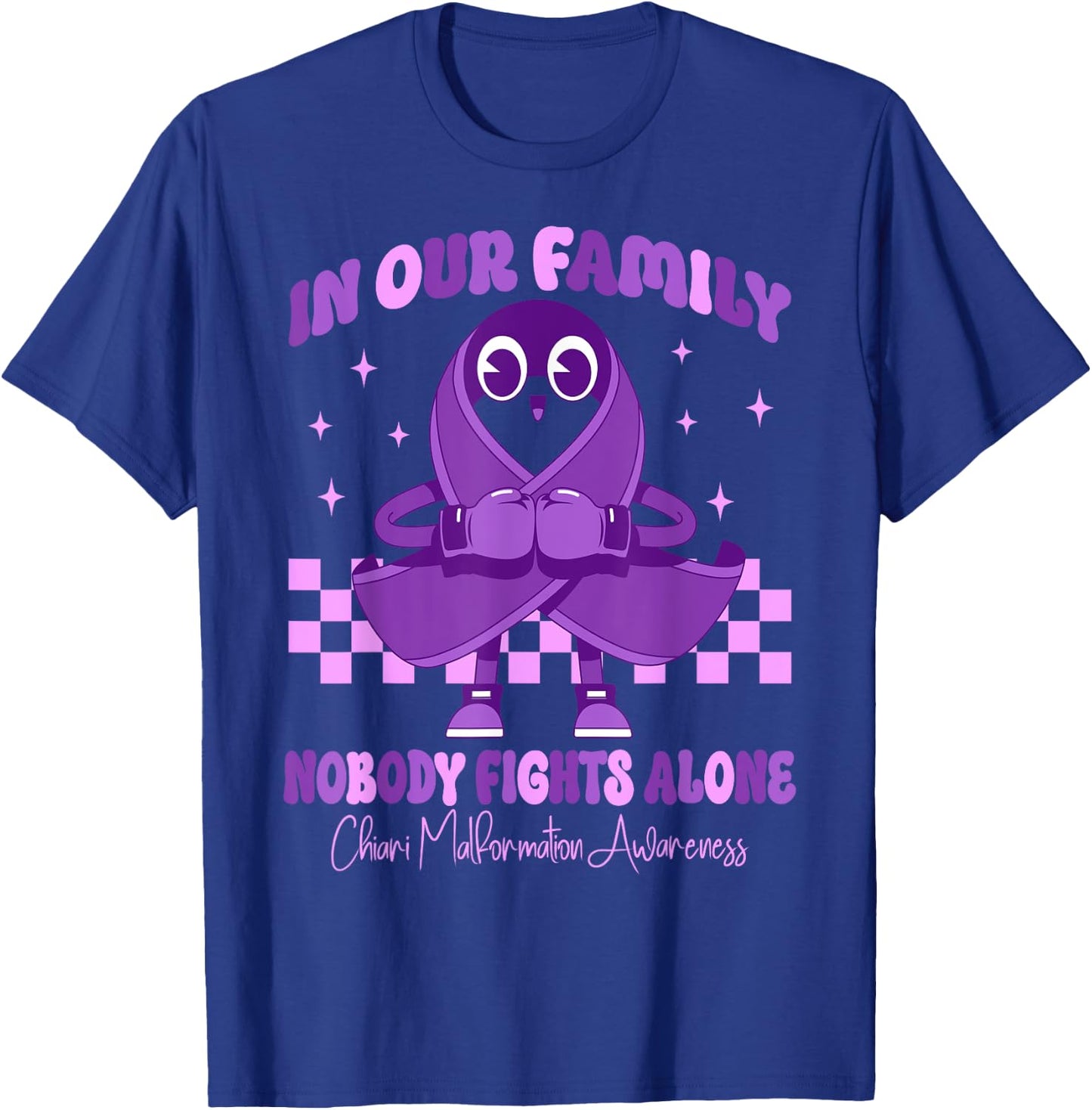 Purple Ribbon Survivor Groovy Chiari Malformation Awareness T-Shirt - T-Shirt | Royal
