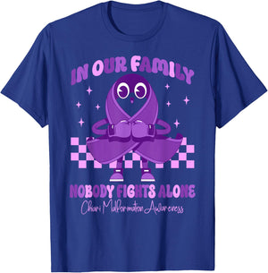 Purple Ribbon Survivor Groovy Chiari Malformation Awareness T-Shirt - T-Shirt | Royal