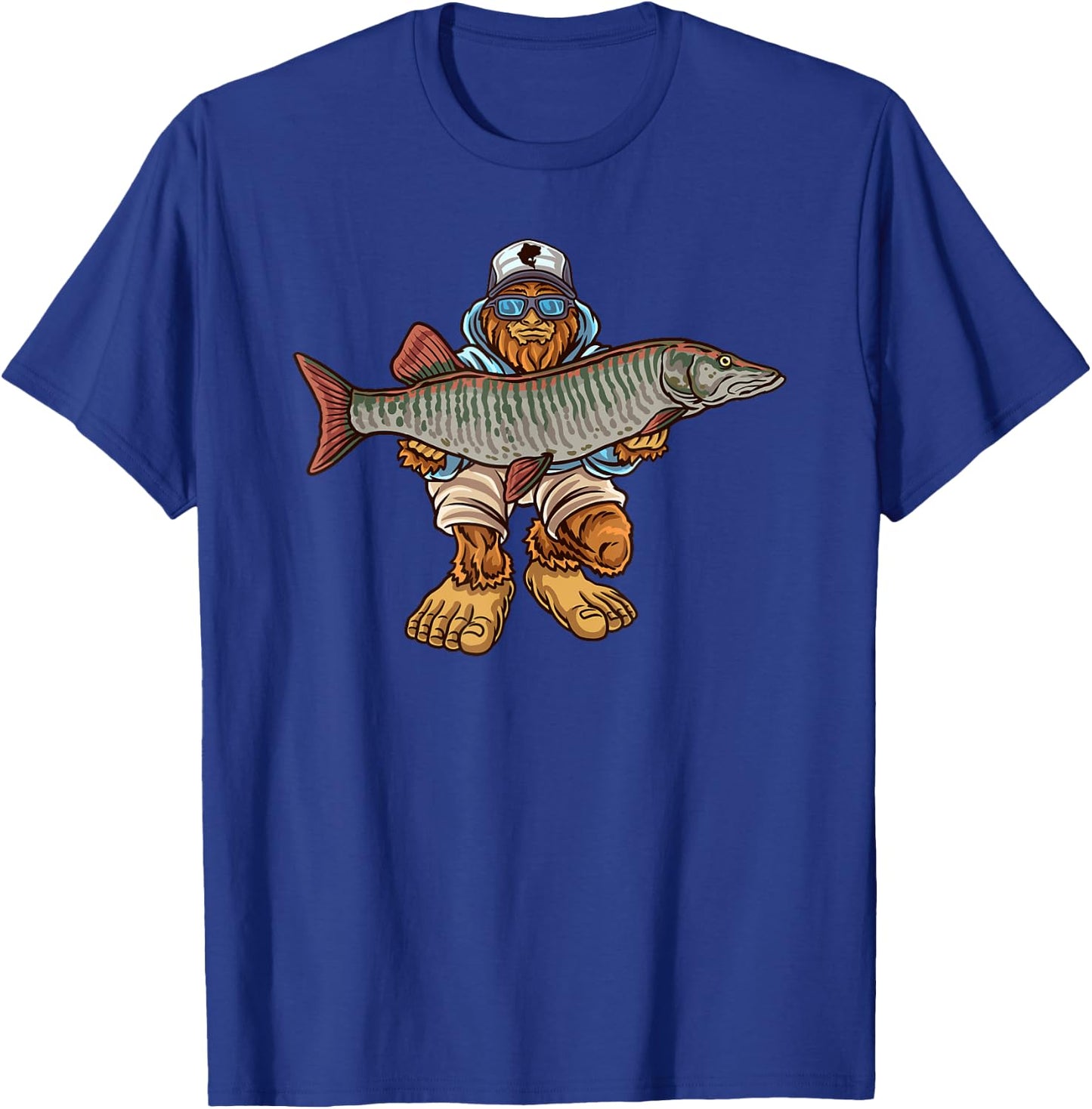 Muskie Fishing Tiger Musky Hunting Bigfoot Fishermen T-Shirt - T-Shirt | Royal