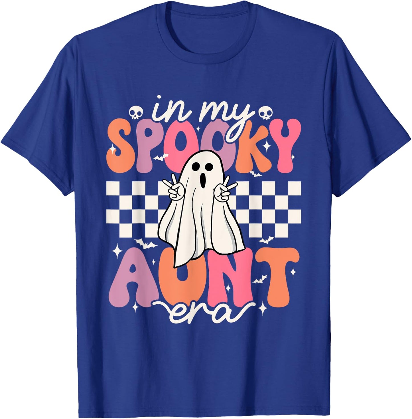 Groovy In My Spooky Aunt Era Retro Auntie Halloween Ghost T-Shirt - T-Shirt | Royal