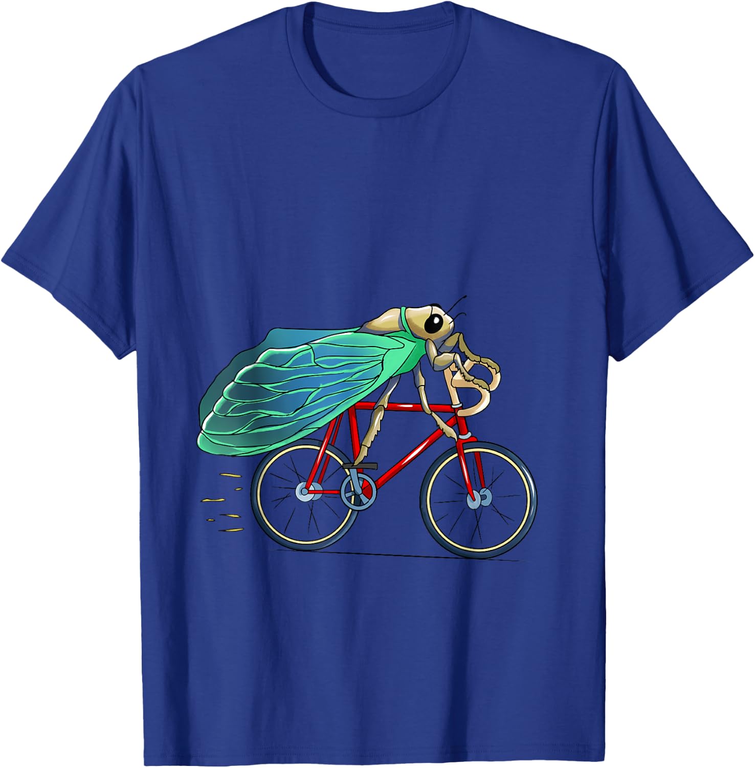 cicada Riding Bicycle Cute Biker Cyclist T-Shirt - T-Shirt | Royal