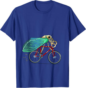 cicada Riding Bicycle Cute Biker Cyclist T-Shirt - T-Shirt | Royal