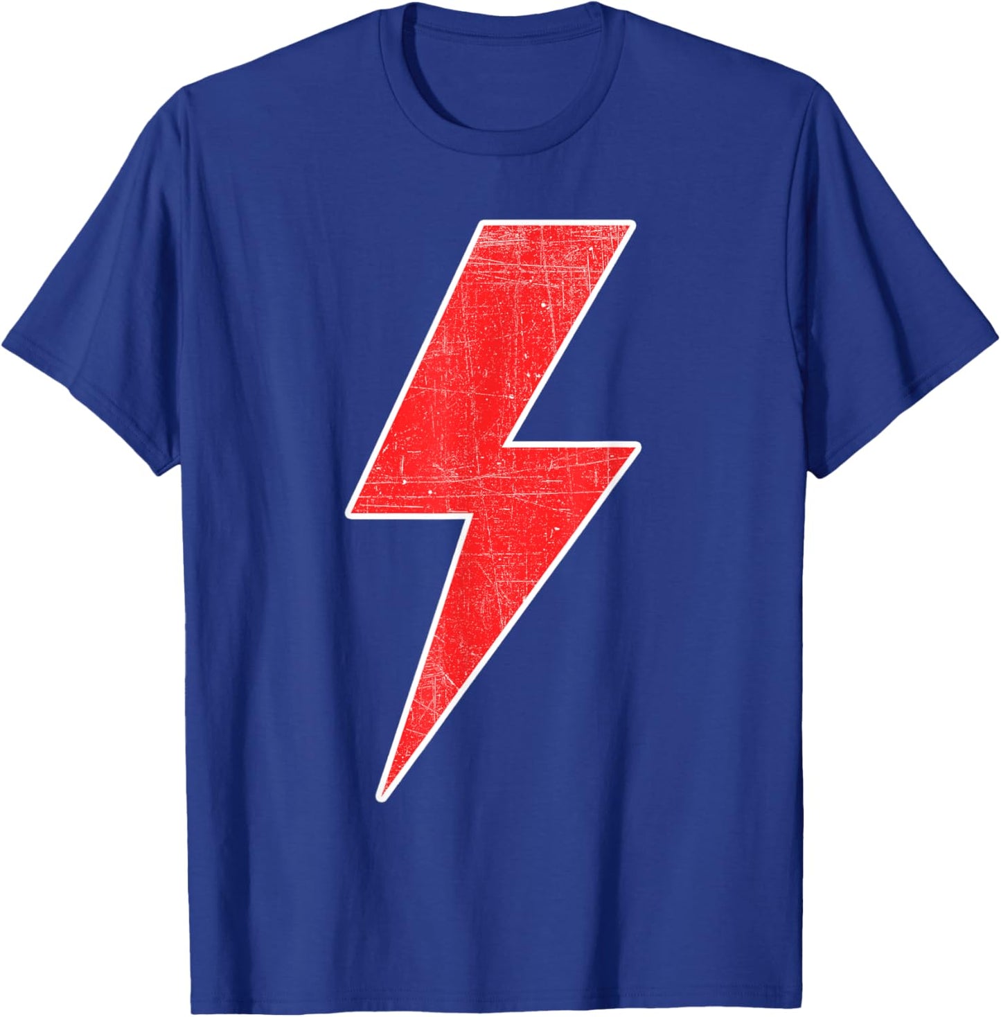 RED & WHITE Thunderbolt Lightning Bolt Design Team T-Shirt - T-Shirt | Royal