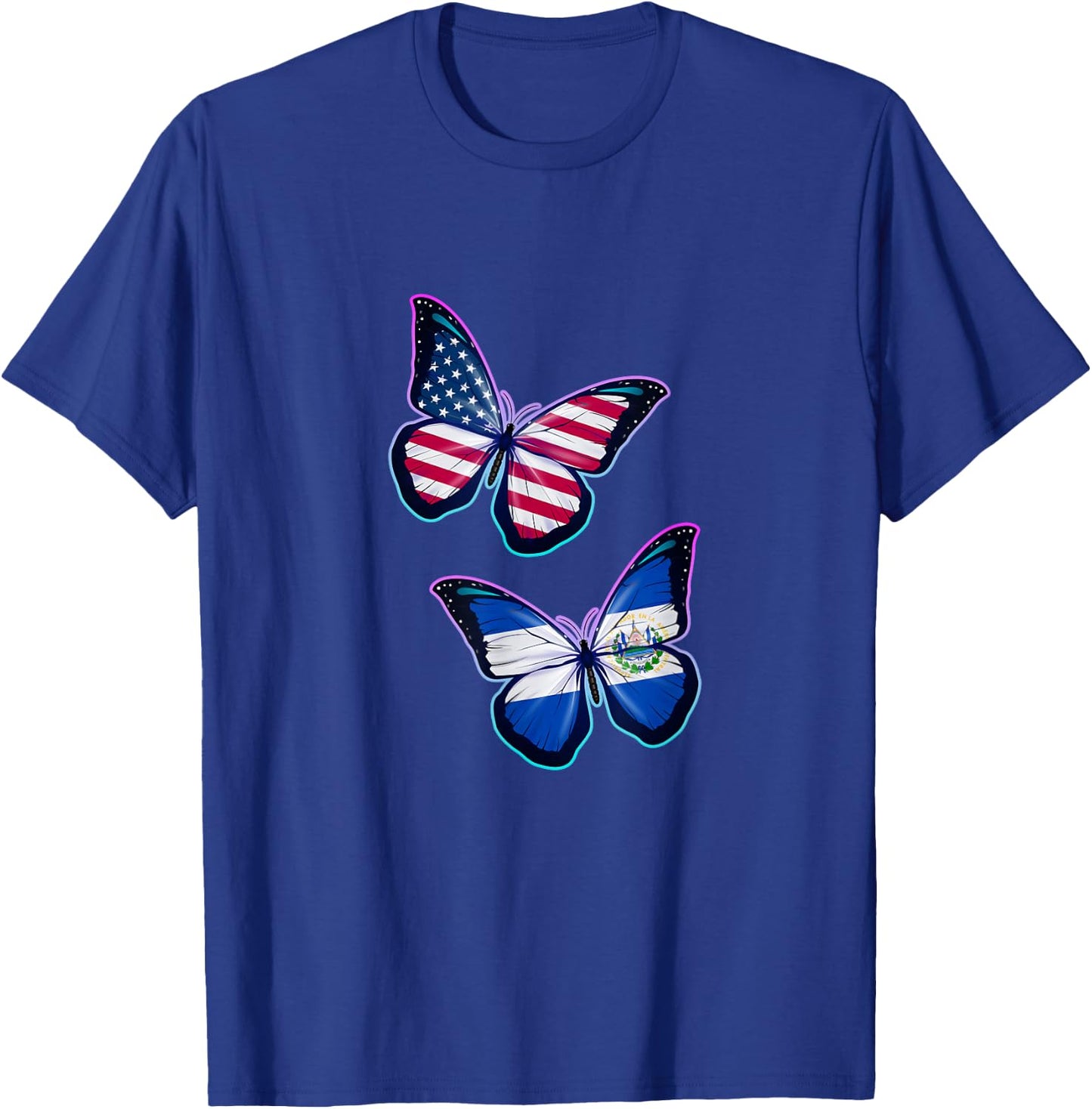 El Salvador and the USA bicultural roots. Butterfly version T-Shirt - T-Shirt | Royal