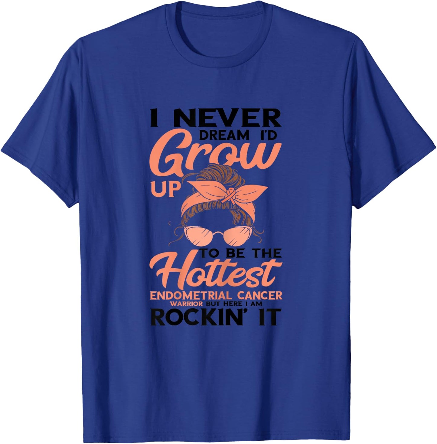 Hottest Endometrial Cancer Warrior Peach Ribbon Awareness T-Shirt - T-Shirt | Royal