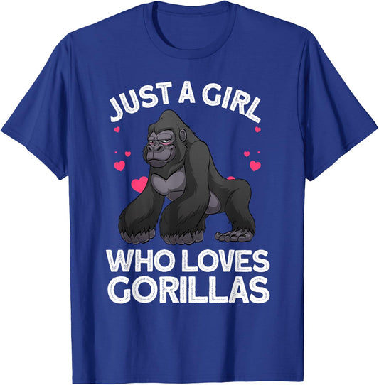 Funny Gorilla Design For Girls Kids Women Gorilla Ape Lover T-Shirt - T-Shirt | Royal