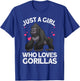Funny Gorilla Design For Girls Kids Women Gorilla Ape Lover T-Shirt - T-Shirt | Royal