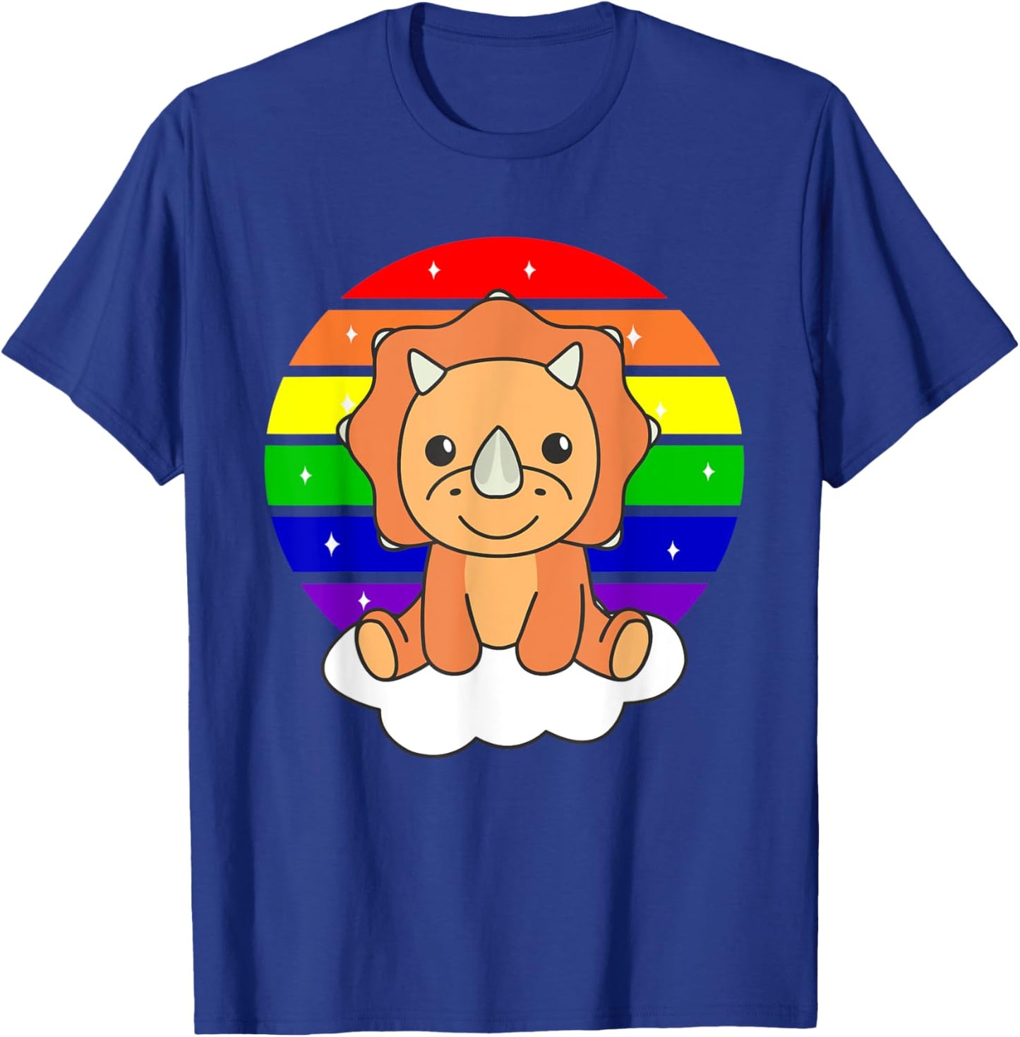 Triceratops Colorful Rainbow For Kids Cute Dino T-Shirt - T-Shirt | Royal