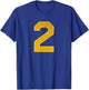 Gold Number 2 Athlete Sports Jersey Supporter Fanwear T-Shirt - T-Shirt | Royal