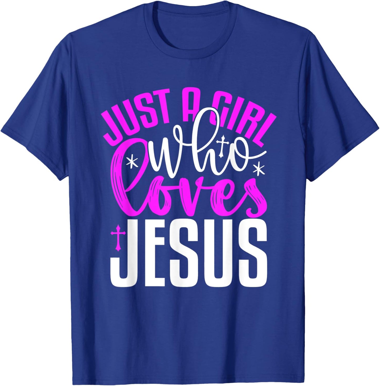 Just A Girl Who Loves Jesus Purple And White T-Shirt - T-Shirt | Royal