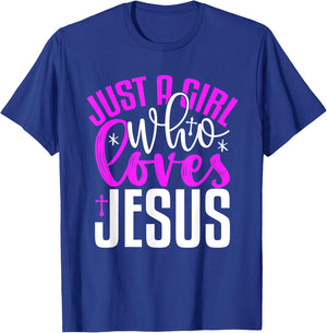 Just A Girl Who Loves Jesus Purple And White T-Shirt - T-Shirt | Royal