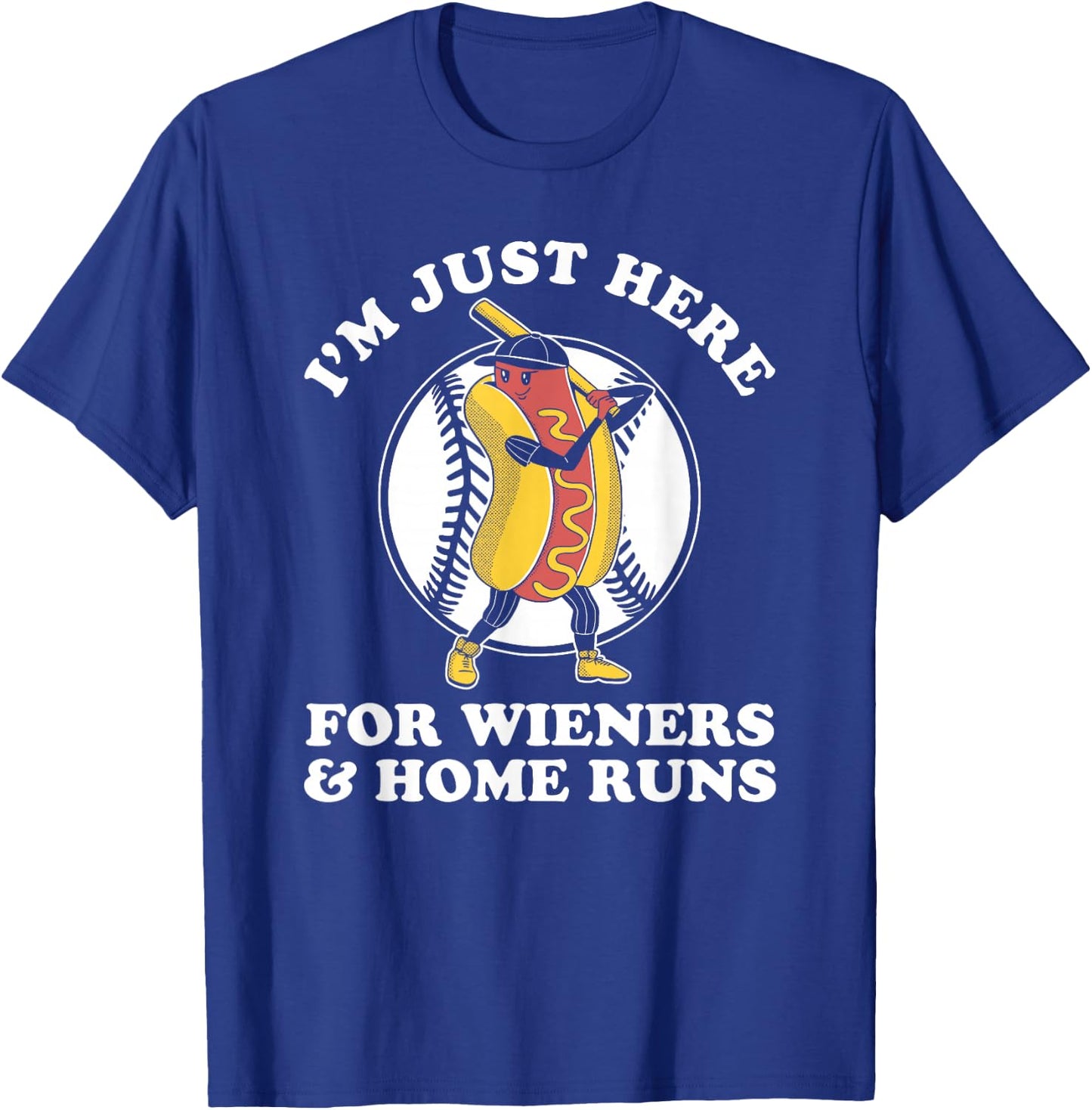 Funny Baseball Design Men Wieners & Home Runs T-Shirt - T-Shirt | Royal