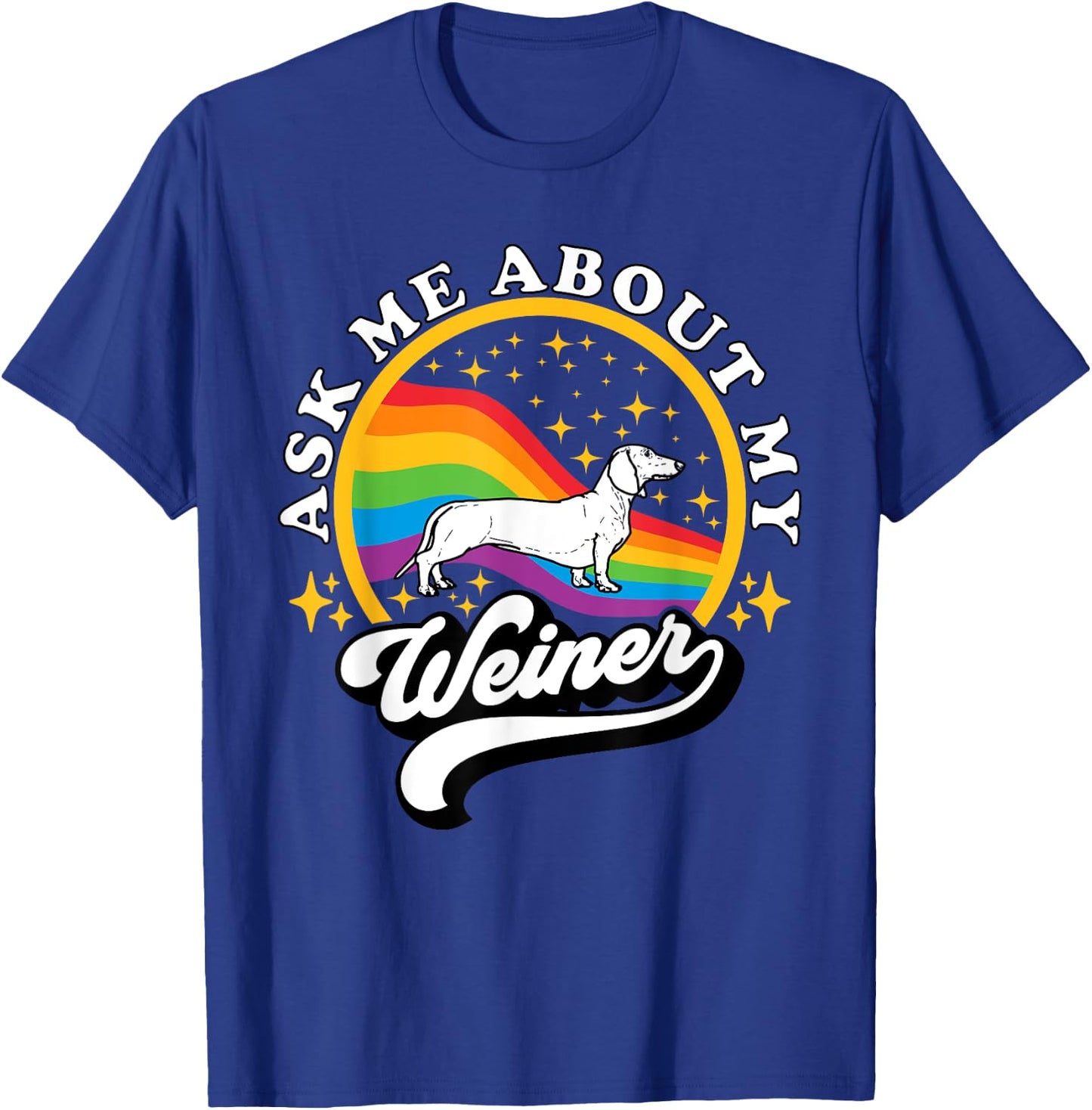 Funny Dachshund Wiener by TheMaesthetics -Adults Retro Wiener Dog Black Small T-Shirt - T-Shirt | Royal