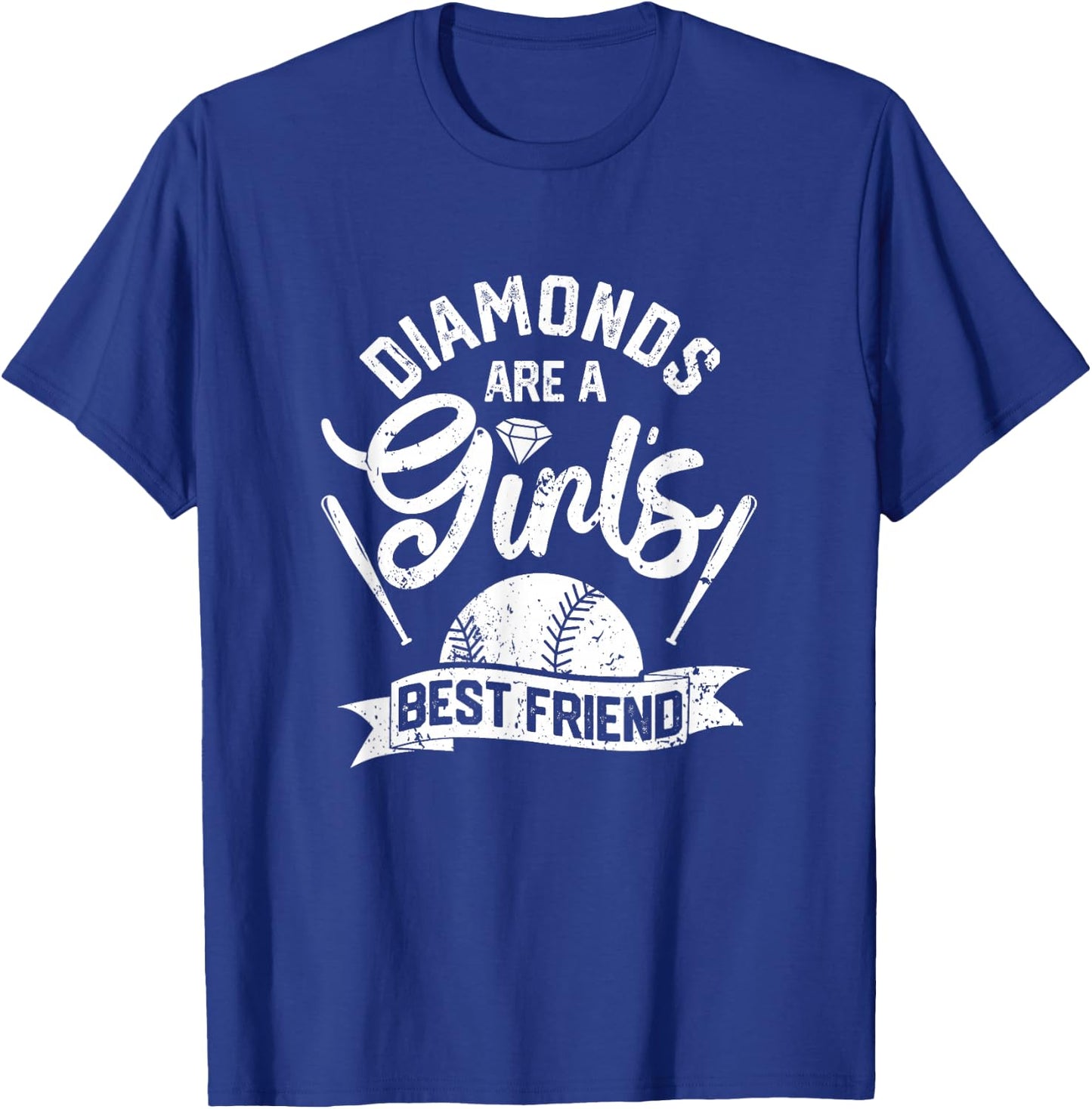 Diamonds Are A Girls Best Friend Softball Baseball Girl Love T-Shirt - T-Shirt | Royal