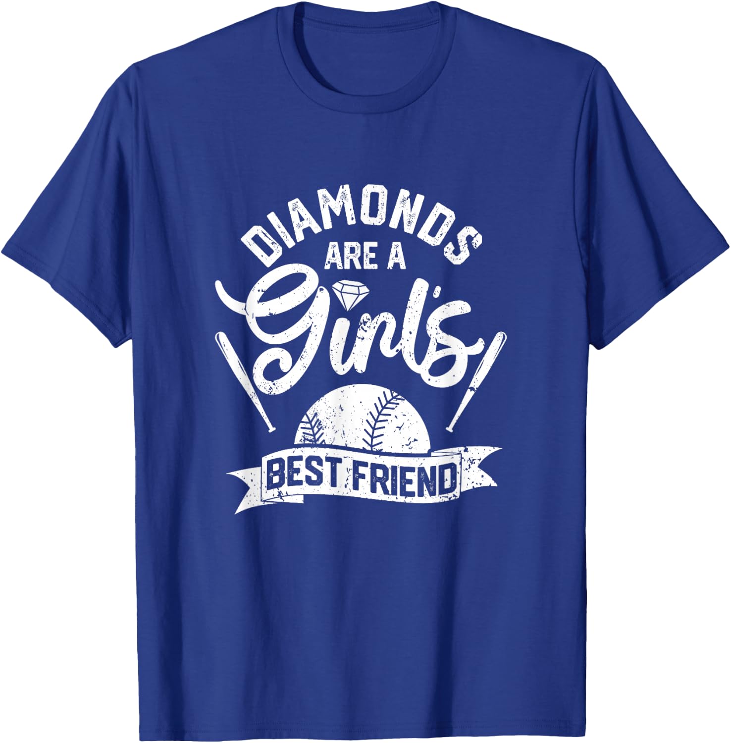 Diamonds Are A Girls Best Friend Softball Baseball Girl Love T-Shirt - T-Shirt | Royal
